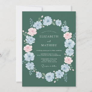 Invitation Mariage de printemps raffiné vert chasseur