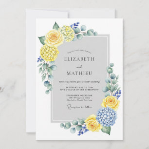 Invitation Mariage de printemps rafraîchissant jaune bleu