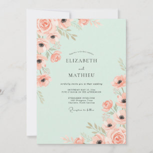 Invitation Mariage de printemps ravissant vert menthe