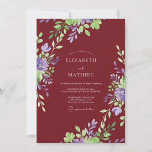 Invitation Mariage de printemps resplendissant en bordeaux