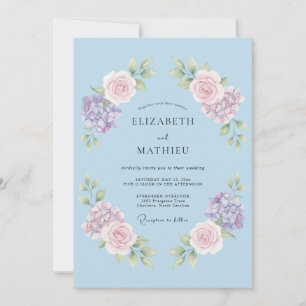 Invitation Mariage de printemps romantique bleu doux