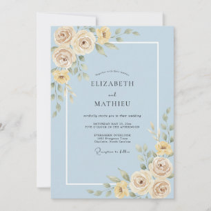 Invitation Mariage de printemps Rose Exquise Bleu Poudre