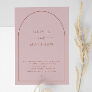Invitation Mariage de printemps rose poudré Photo d'arche +