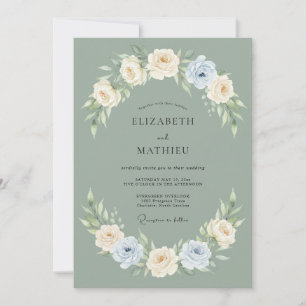 Invitation Mariage de printemps serein vert sauge