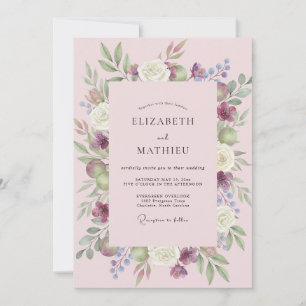 Invitation Mariage de printemps somptueux rose fuchsia