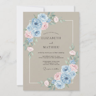 Invitation Mariage de printemps Taupe Romantique Rose