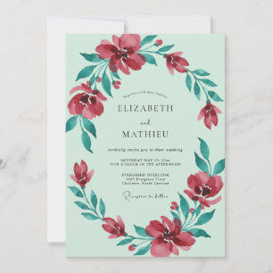 Invitation Mariage de printemps vert menthe enjoué