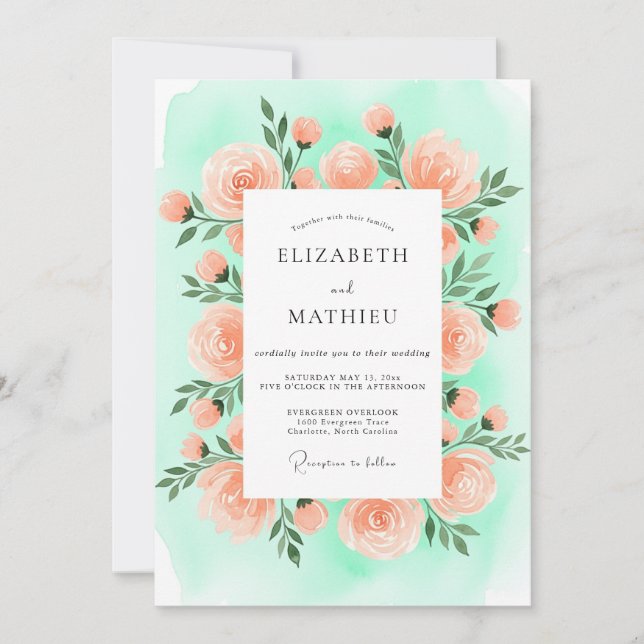 Invitation Mariage de printemps vert menthe merveilleux (Devant)