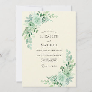 Invitation Mariage de printemps vert menthe serein