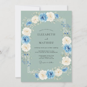 Invitation Mariage de printemps vert sauge poli