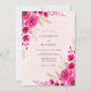 Invitation Mariage de printemps vibrant magenta