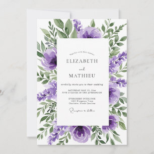 Invitation Mariage de printemps violet poétique