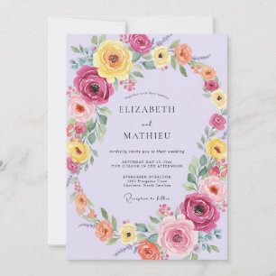 Invitation Mariage de printemps vivace lavande