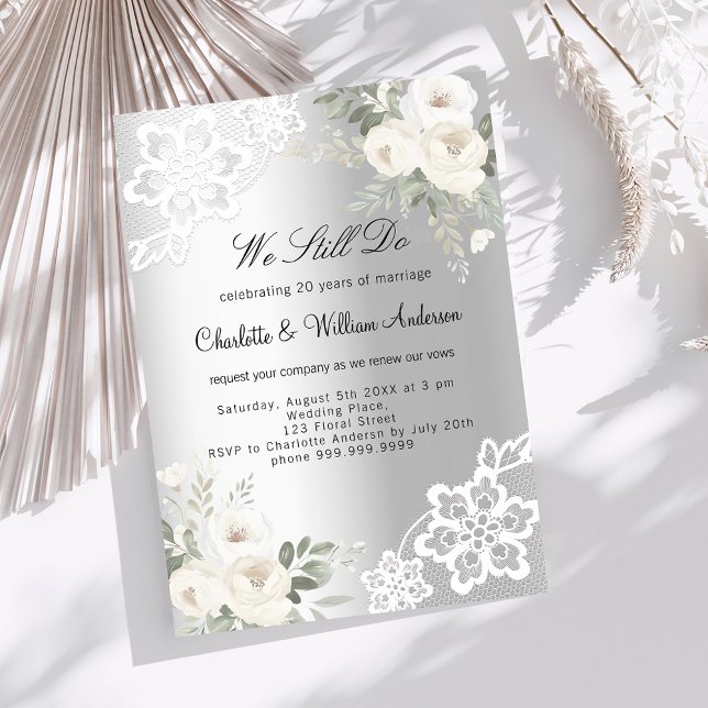 Invitation Mariage de renouvellement de voeu de dentelle fleu (Créateur téléchargé)