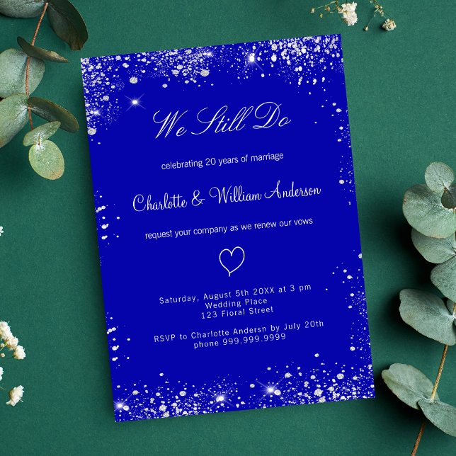 Invitation Mariage de renouvellement de voeux Royal bleu arge (Créateur téléchargé)