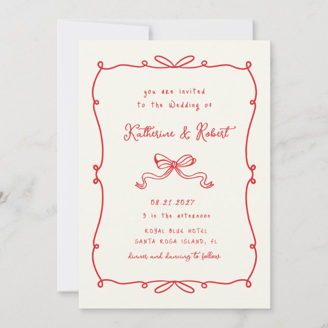 Invitation Mariage de Rêve à Petit Budget avec des Nœuds (Devant)