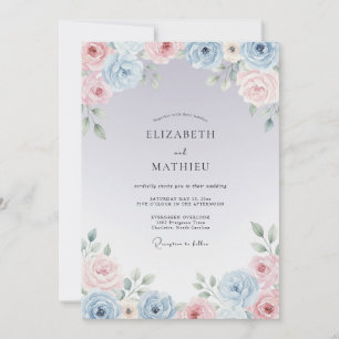 Invitation Mariage de rêve bleu poussiéreux de printemps