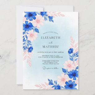 Invitation Mariage de rêve de printemps bleu royal
