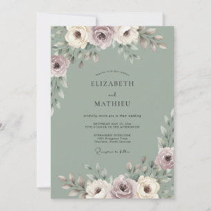 Invitation Mariage de rêve vert sauge printemps