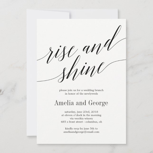 Invitation Mariage de Rise and Shine Brunch Script moderne (Devant)