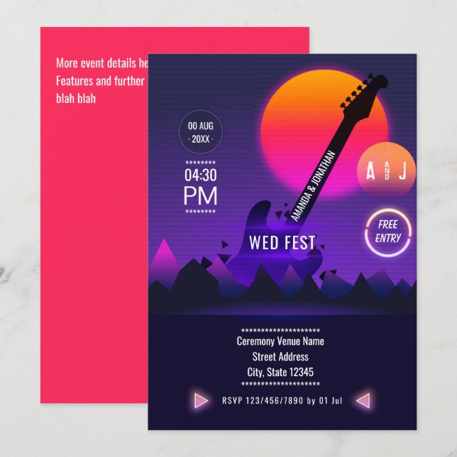 Invitation Mariage de roches et de rouleaux (Devant / Derrière)