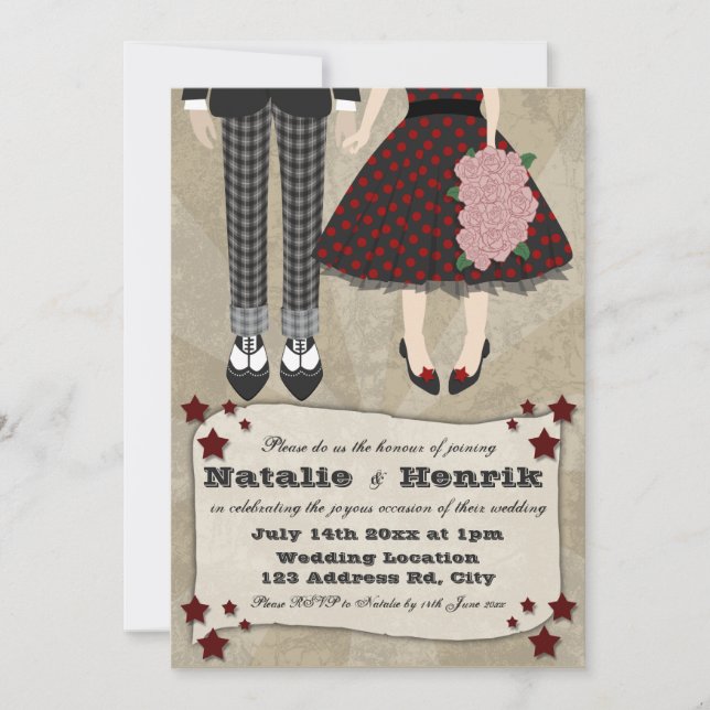 Invitation Mariage de rockabilly, mariage 5x7 * (Devant)