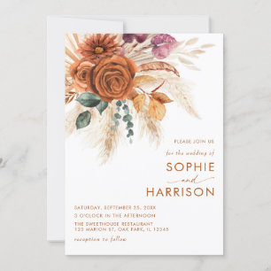 Invitation Mariage de rouille en laiton orange brûlé