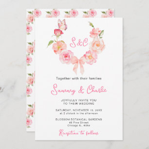 Invitation Mariage de ruban rose rose pâle