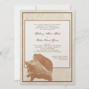Invitation Mariage de sable et de coquille Ocean Shore