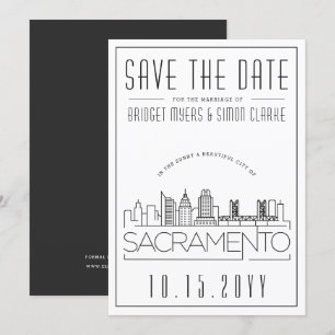 Invitation Mariage de Sacramento Skyline Enregistrer la dat