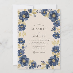 Invitation Mariage de sage avec feuillage de saphir