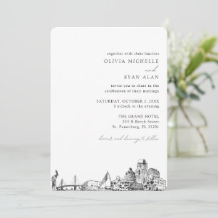 Invitation Mariage de Saint-Pétersbourg Élégant Skyline Invit