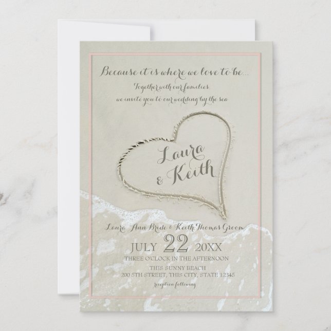 Invitation Mariage de Sand Heart Beach (Devant)