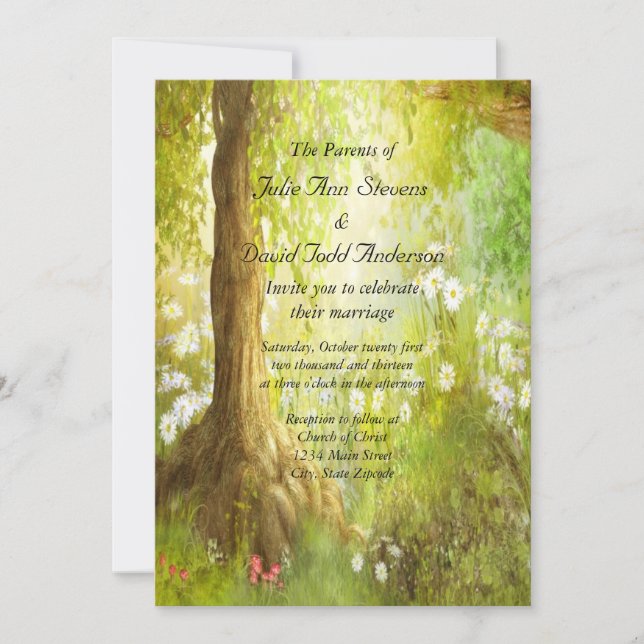 Invitation Mariage de scène de forêt enchantée (Devant)