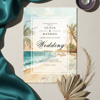 Invitation Mariage de scène de plage tropical