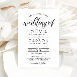 Invitation Mariage de script de calligraphie noir et blanc mo