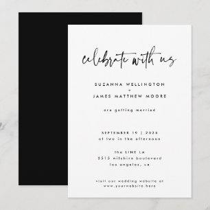 Invitation Mariage de script de calligraphie noir minimal