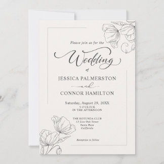 Invitation Mariage de script de calligraphie simple et élégan