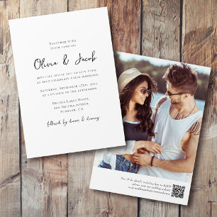 Invitation Mariage de script de code QR photo minimaliste