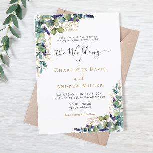 Invitation Mariage de script de lavande verte Eucalyptus