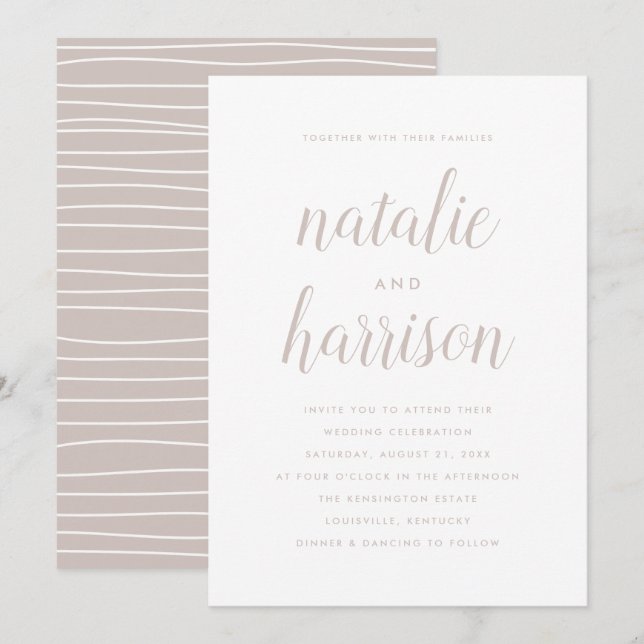 Invitation Mariage de script de style moderne simple (Devant / Derrière)