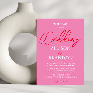 Invitation Mariage de script de typographie rouge rose gras u