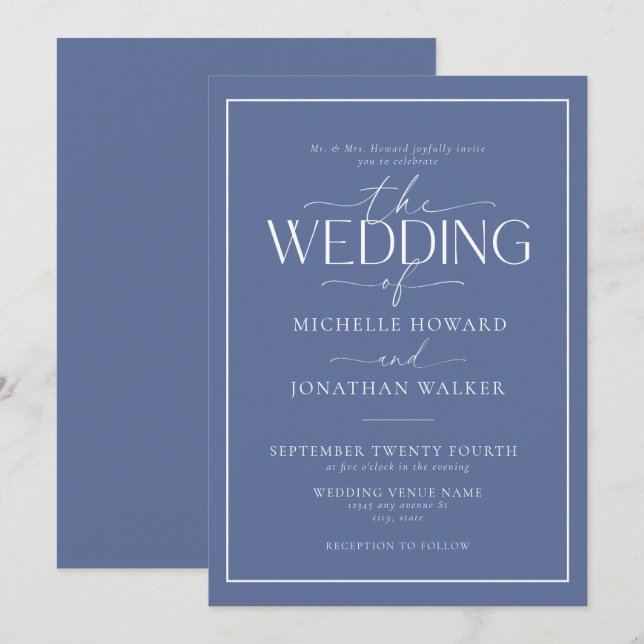 Invitation Mariage de script élégant classique (Devant / Derrière)