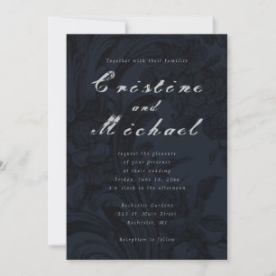 Invitation Mariage de script élégant décoratif foncé