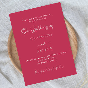 Invitation Mariage de script élégant rose magenta