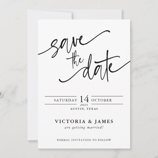 Invitation Mariage de script Enregistrer la date (Devant)