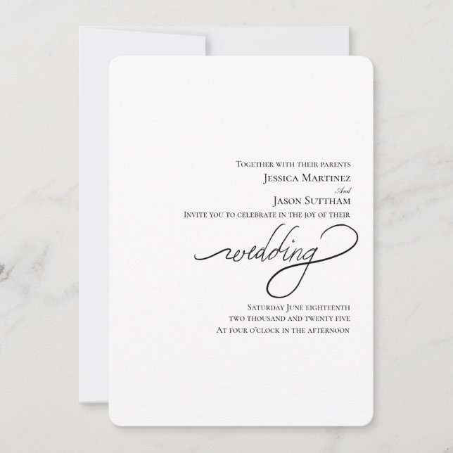 Invitation Mariage de script manuscrit Élégant Mariage modern (Devant)
