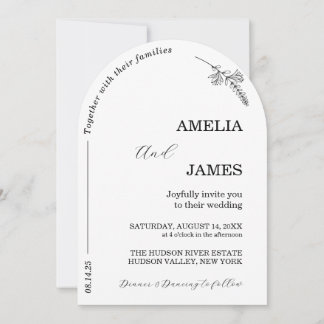 Invitation Mariage de script minimal photo Arch moderne
