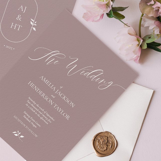 Invitation Mariage de script minimaliste Boho Lavender (Minimalist lavender boho wedding invitation)