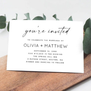 Invitation Mariage de script minimaliste - Clean Modern QR Co